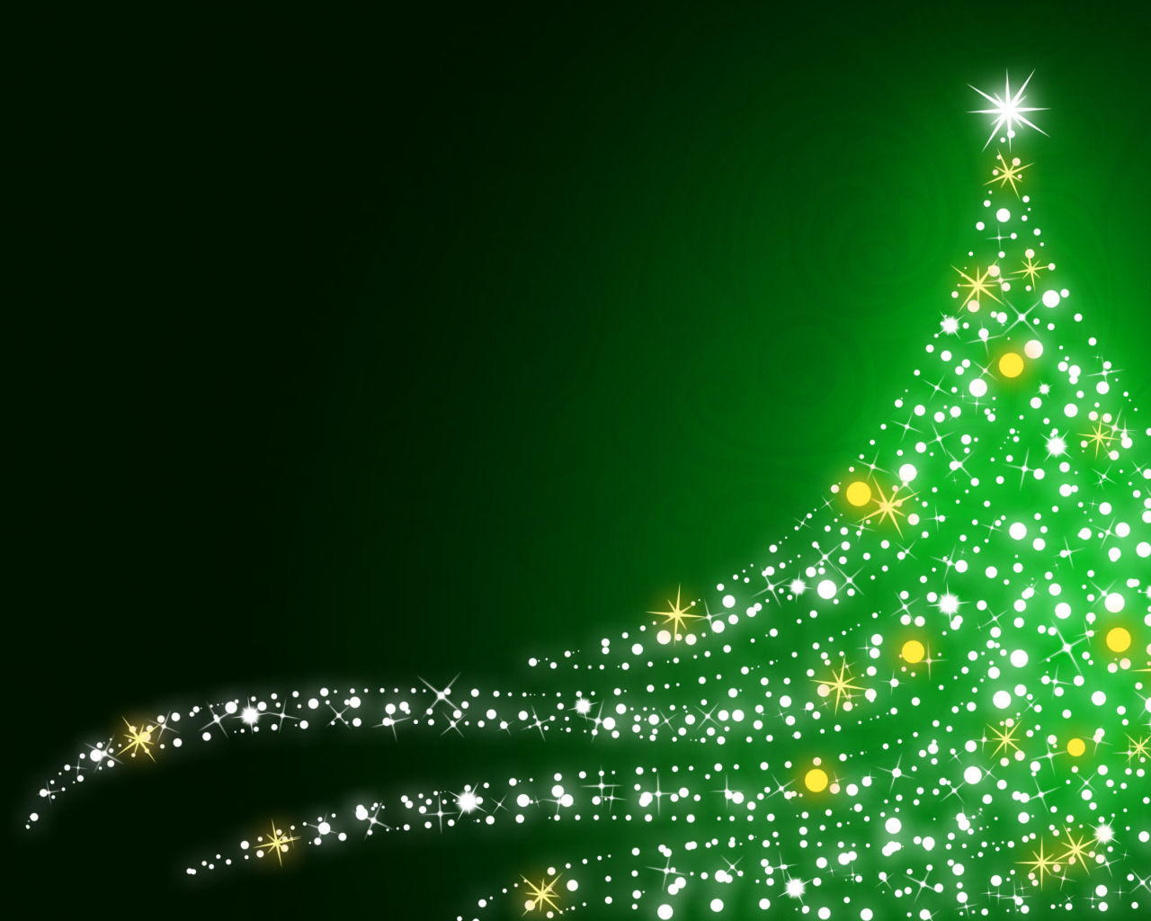 Мерцающая ёлка на рождество, зелёный фон