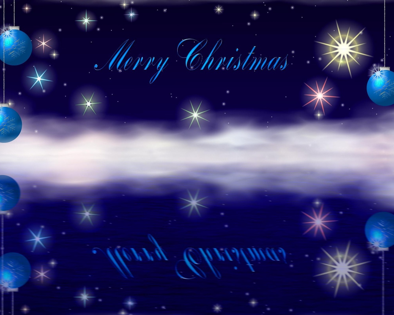 Пожелание в синих цветах на рождество