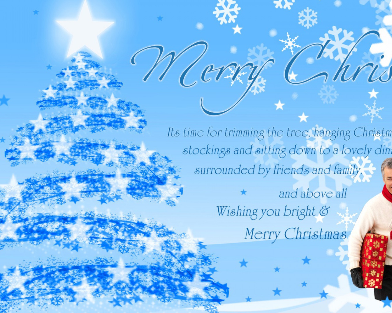 Пожелание на рождество, голубой фон