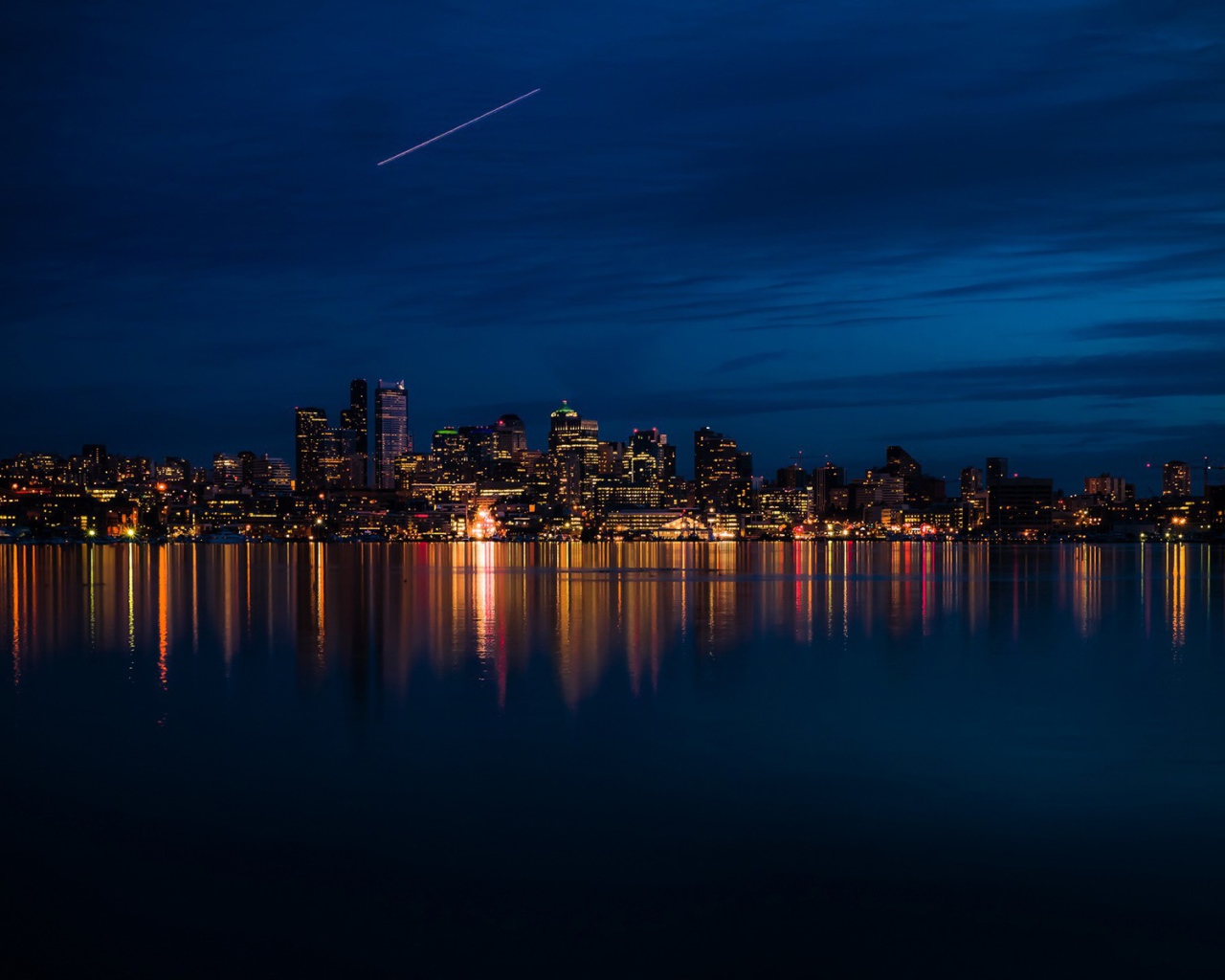 Город Сиетл ночью