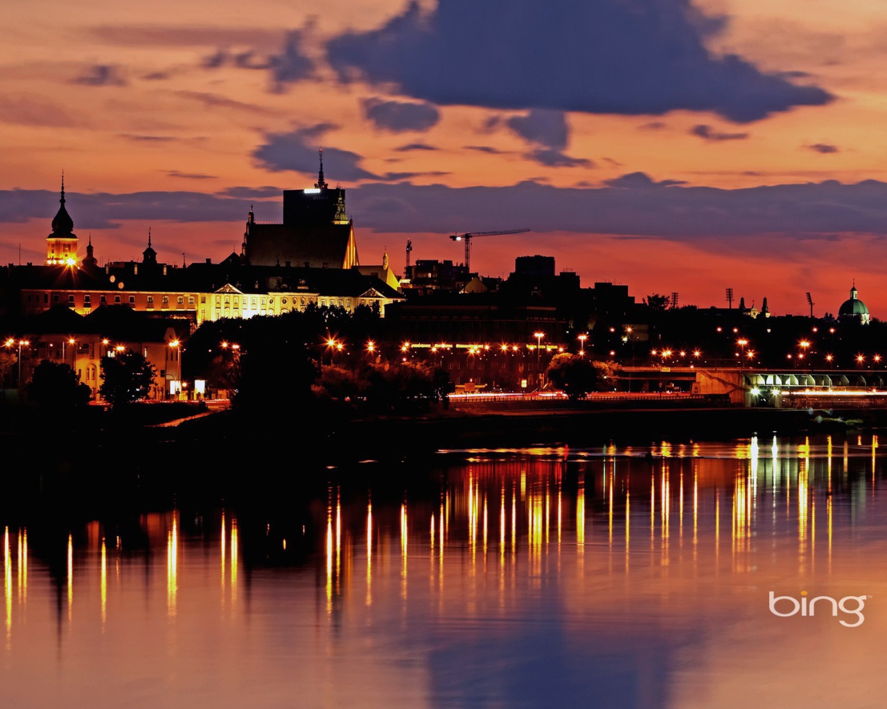 Городской пейзаж с огнями