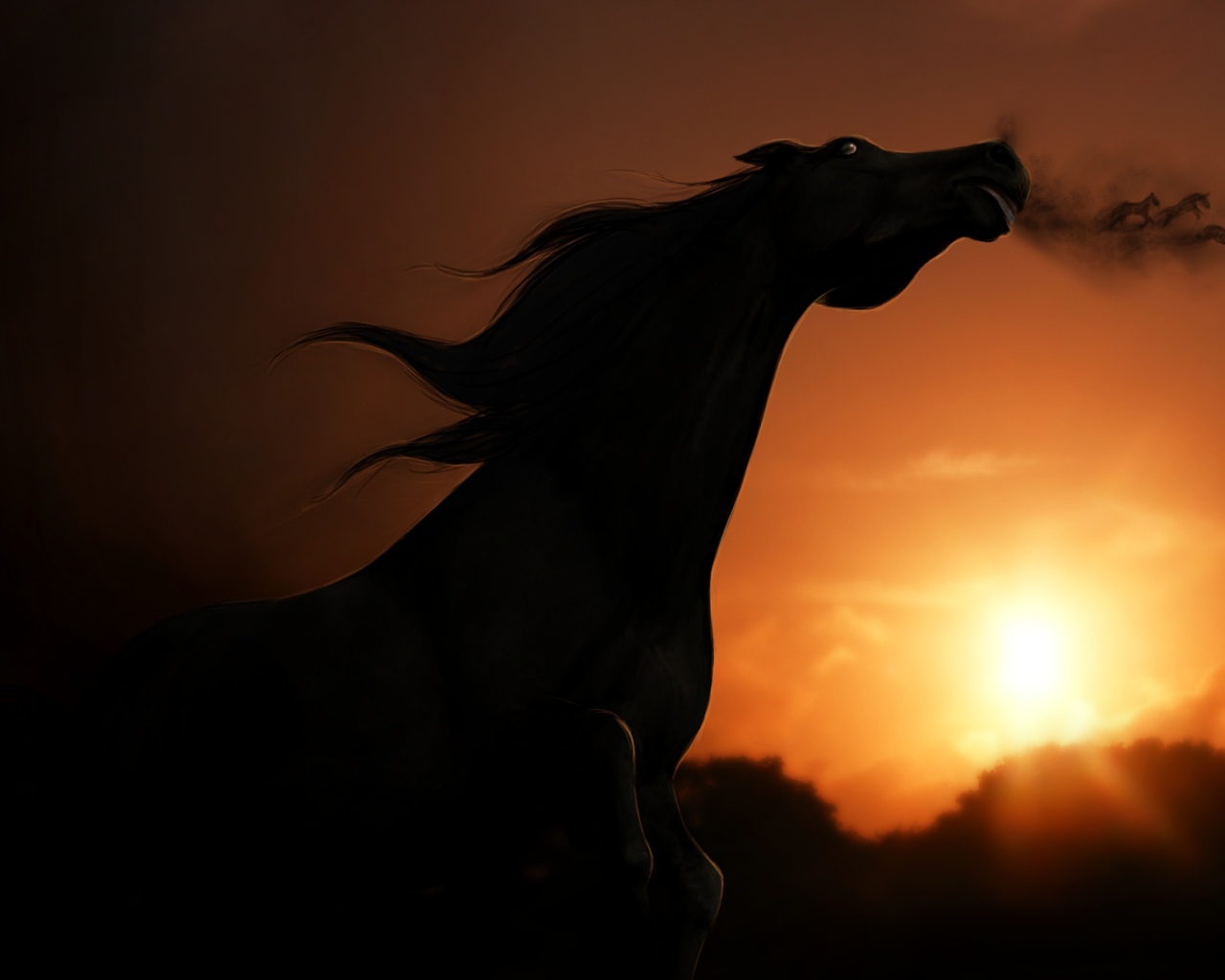 Силуэт лошади