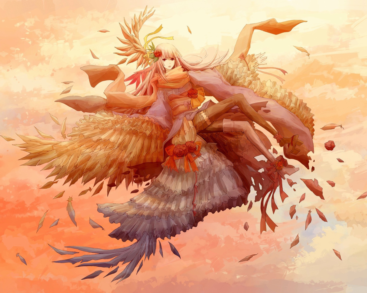 Аниме девочка в фантастическом платье