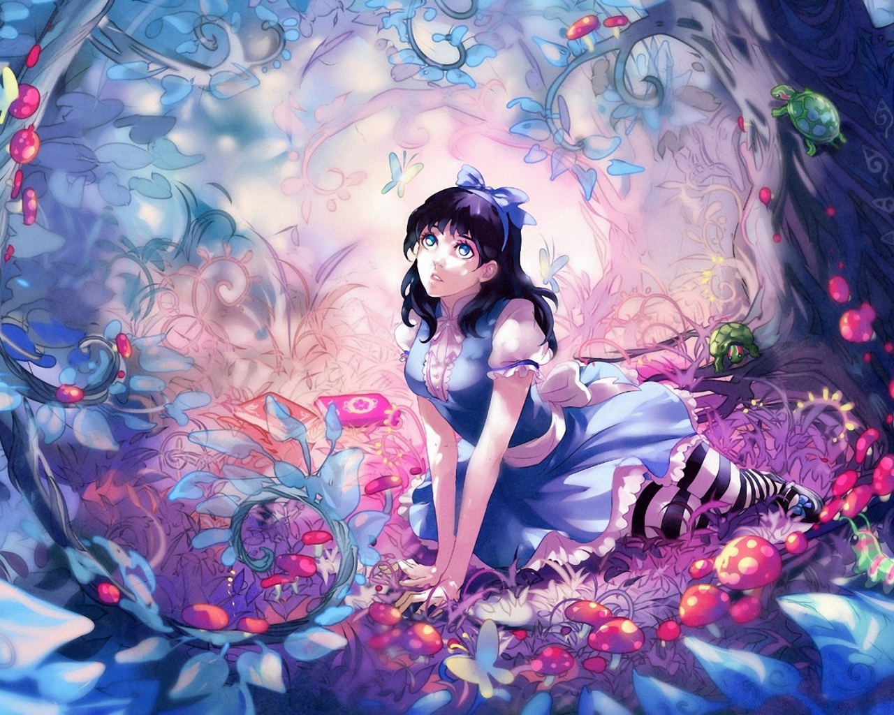 Рисунок , Девочка сидит в лесу