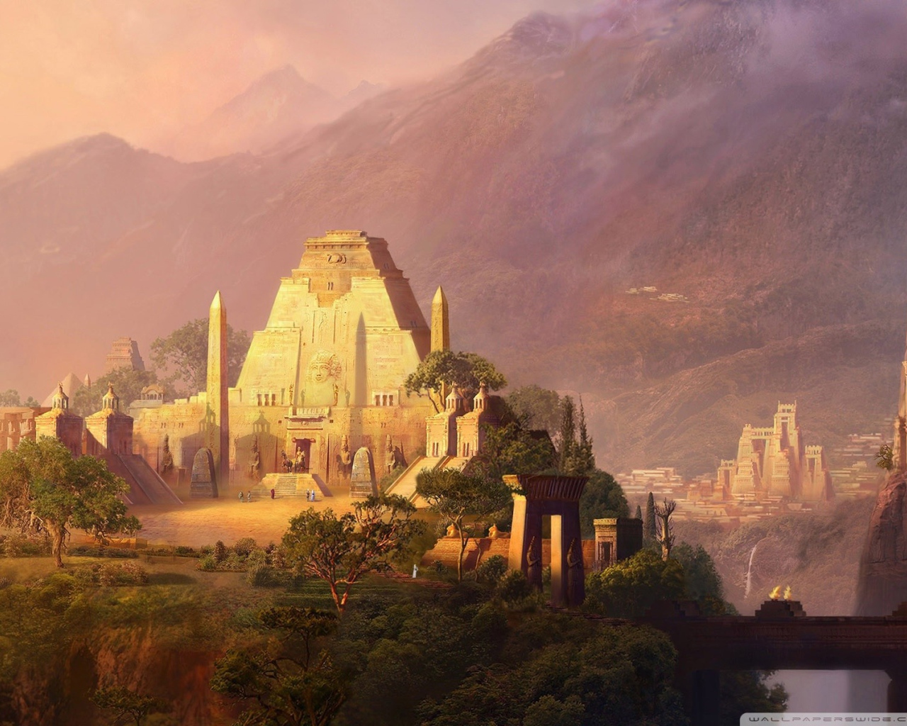 Фантастический пейзаж с храмами