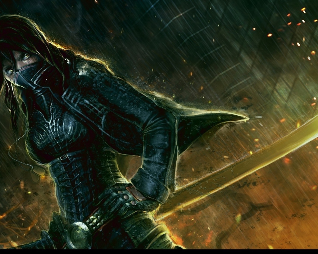 Рисунок девушка с мечем