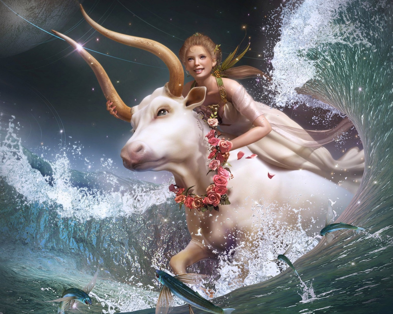 Девушка на белой корове