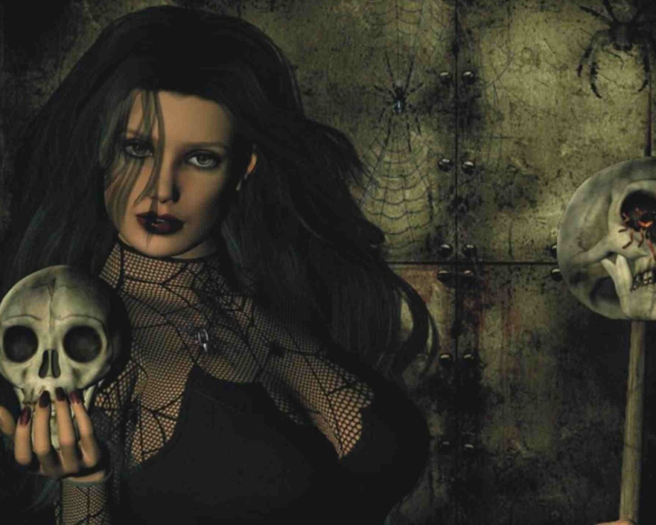 Девушка с черепом