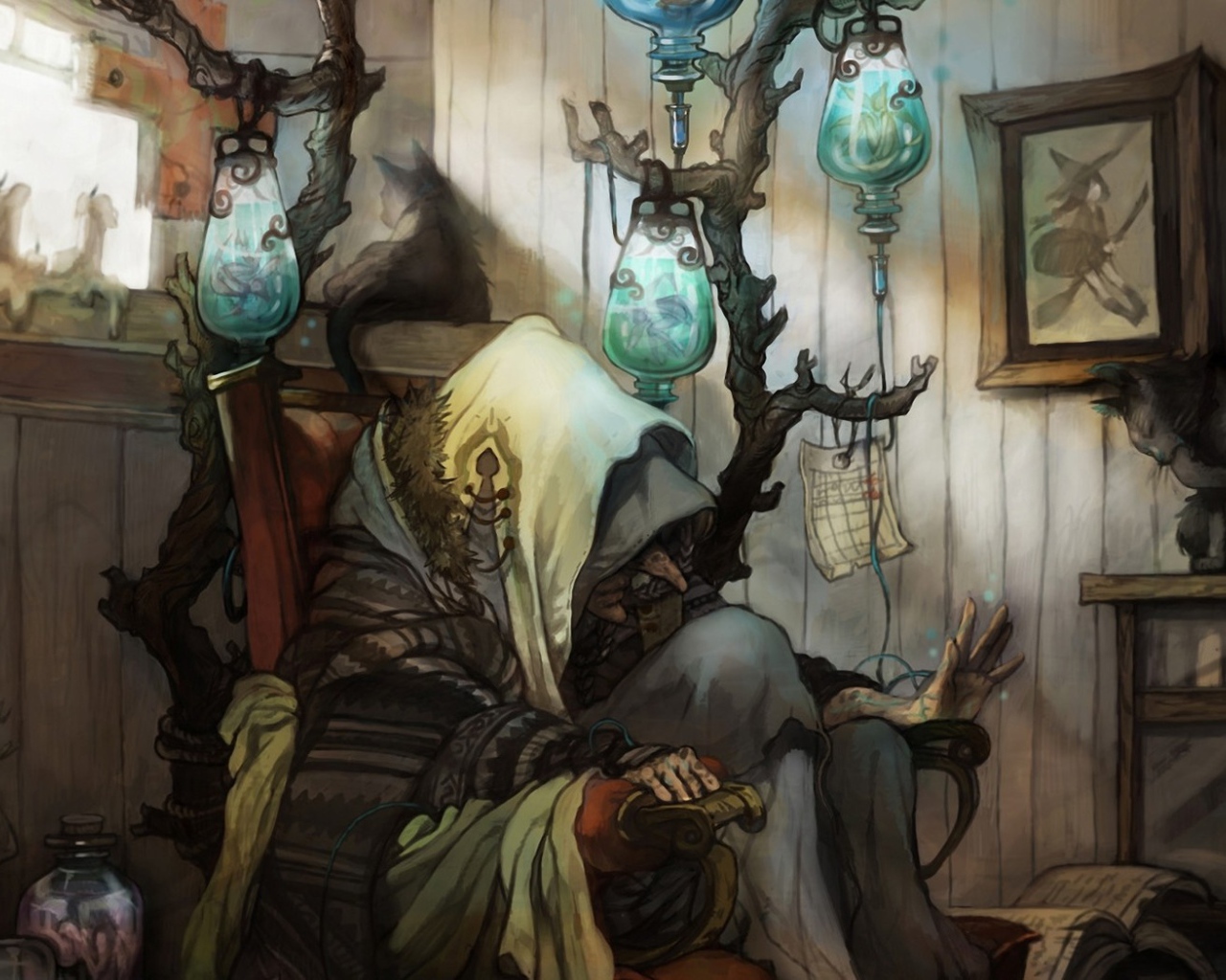 Колдунья сидит на стуле