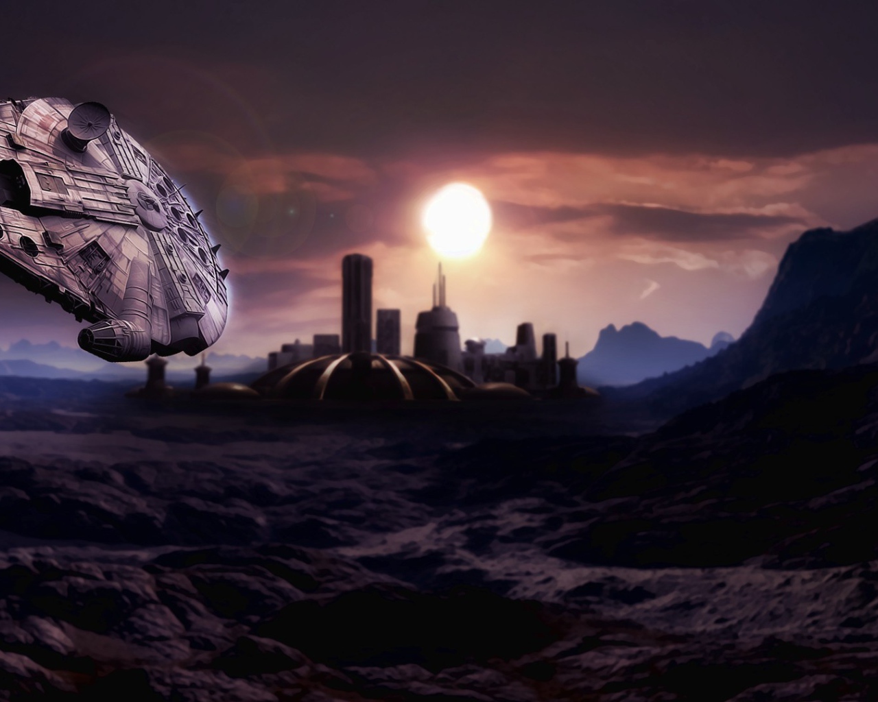 Космический корабль приземляется