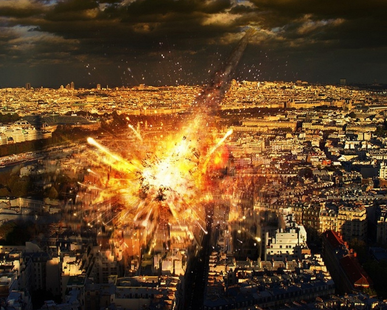 Падение метеорита на город