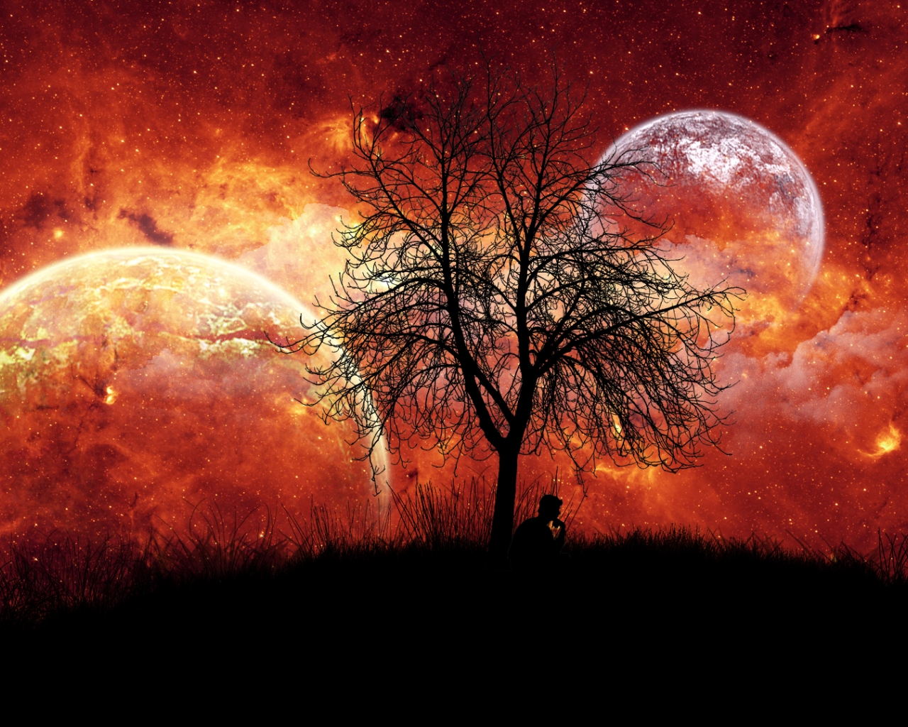 Человек под фантастическим небом