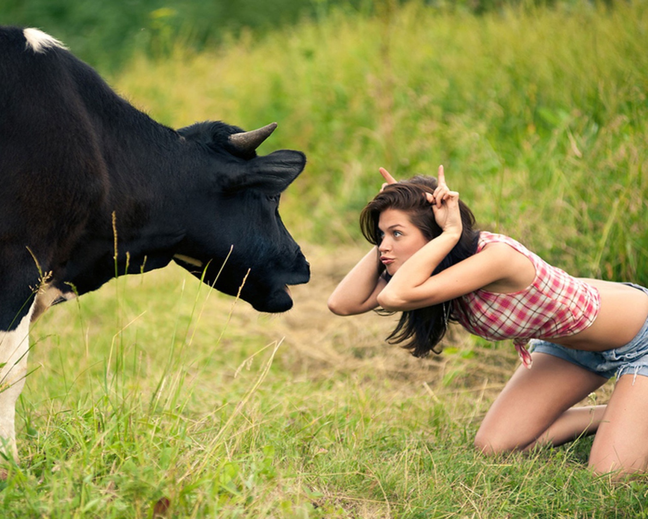 Девушка с коровой