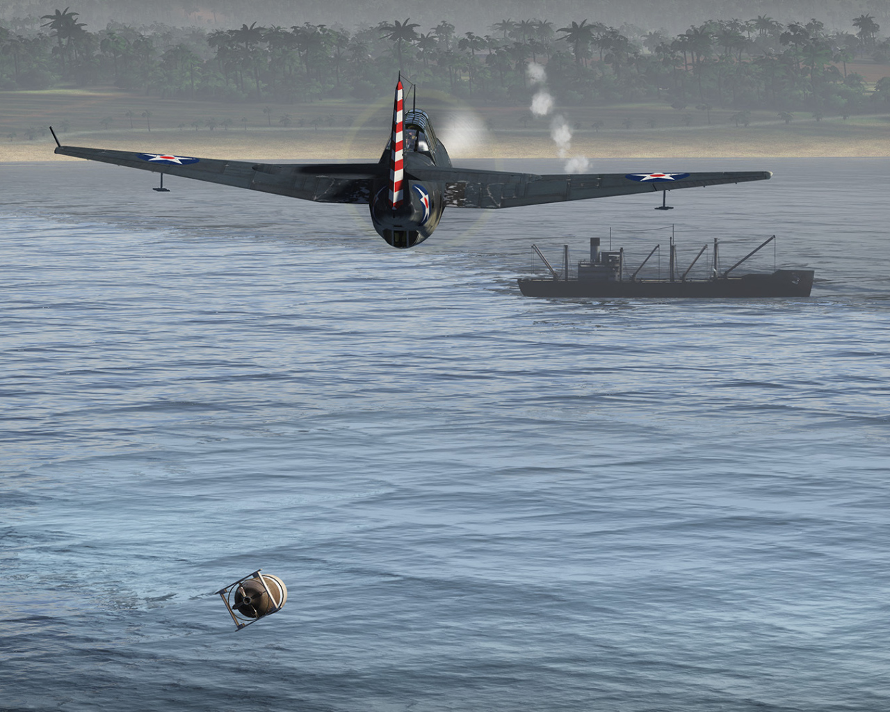 War Thunder самолет направляется к судну