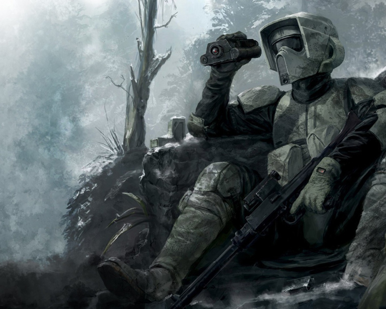 Воин из Star wars с оружием