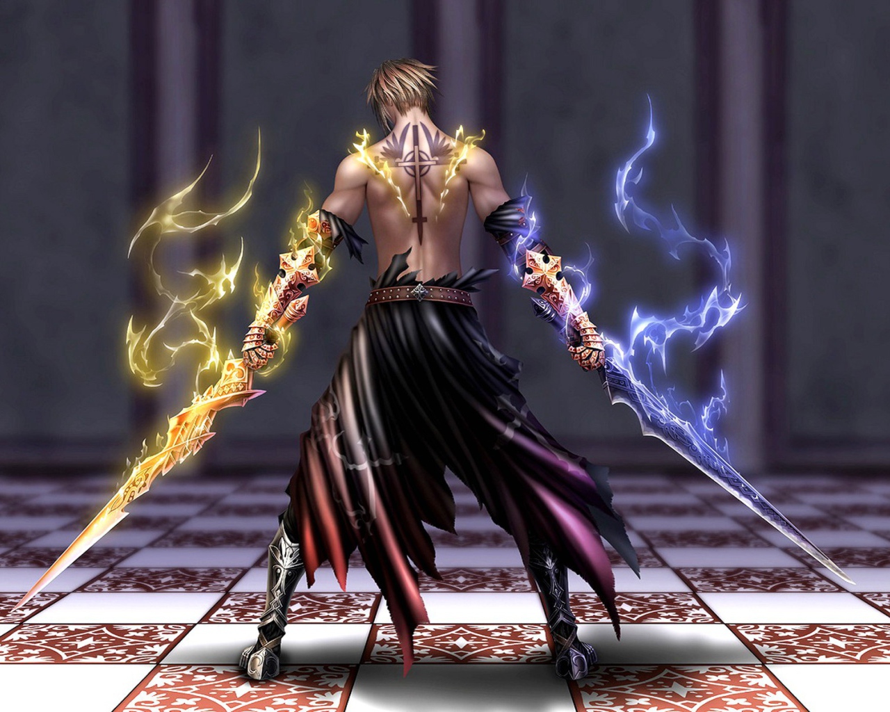 Воин с горящими мечами