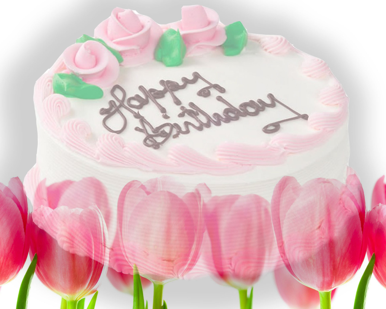 Торт с тюльпанами на день рождения