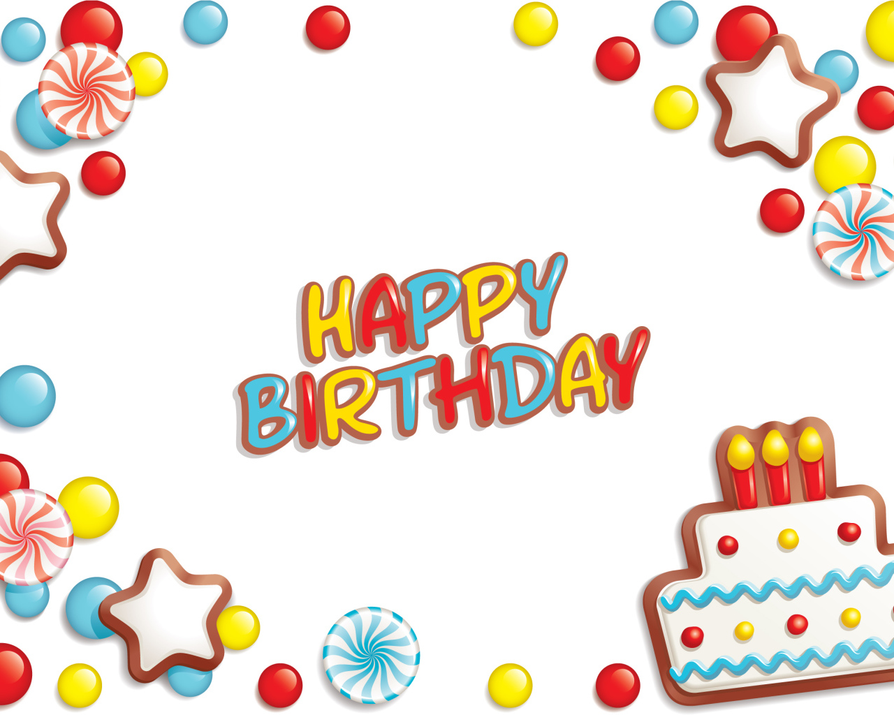 Весёлая картинка на день рождения, белый фон