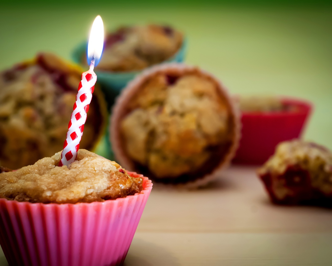 Cupcake with a candle on a birthday