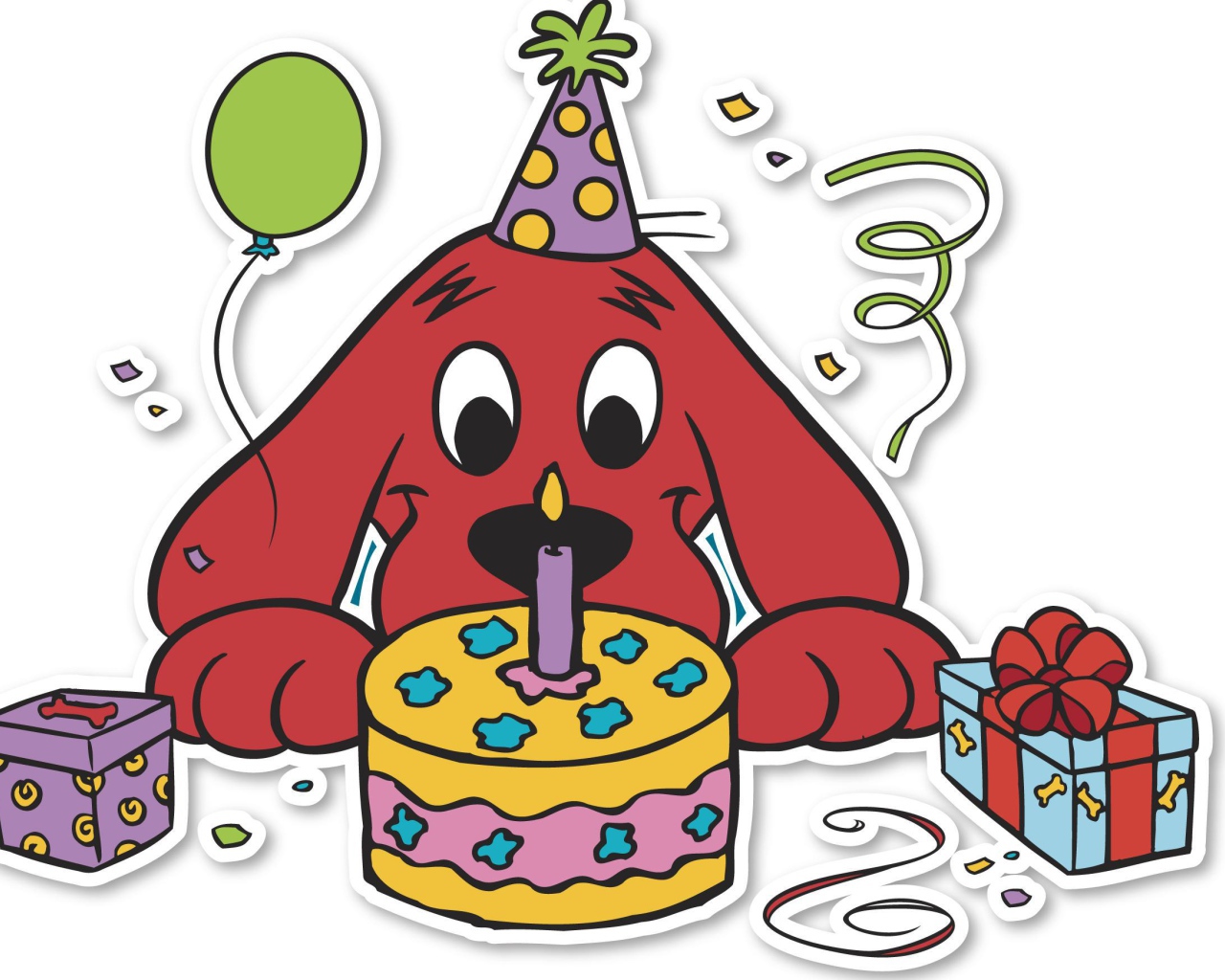 Пёс с тортом на день рождения