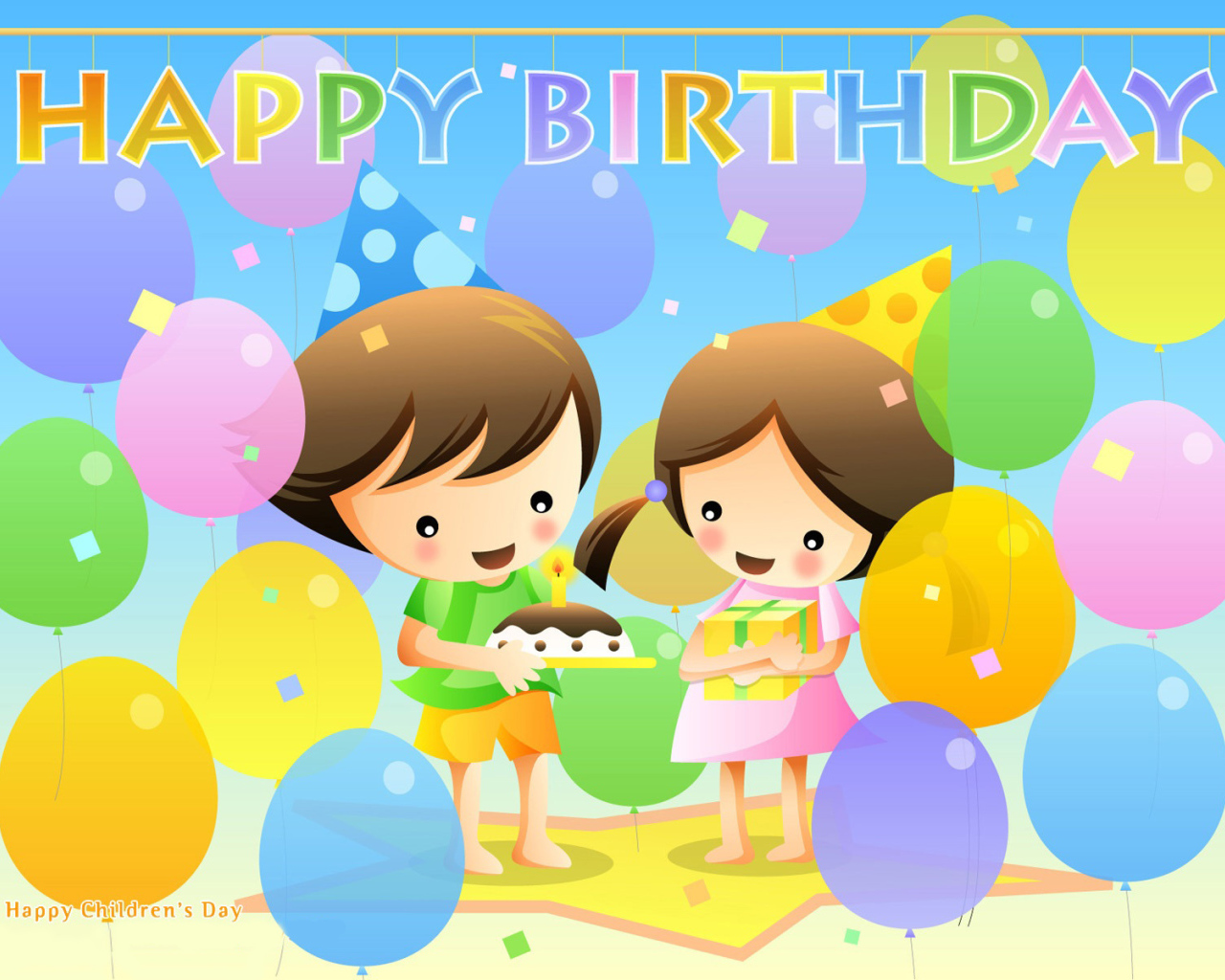 Счастливые дети на день рождения