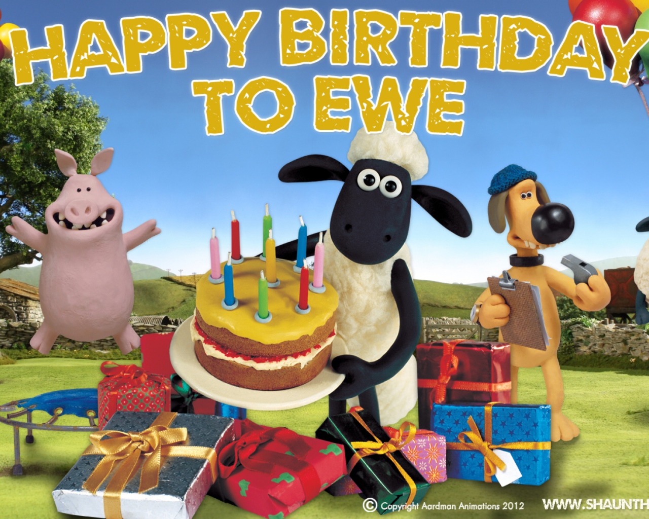 Открытка на День Рождения с животными