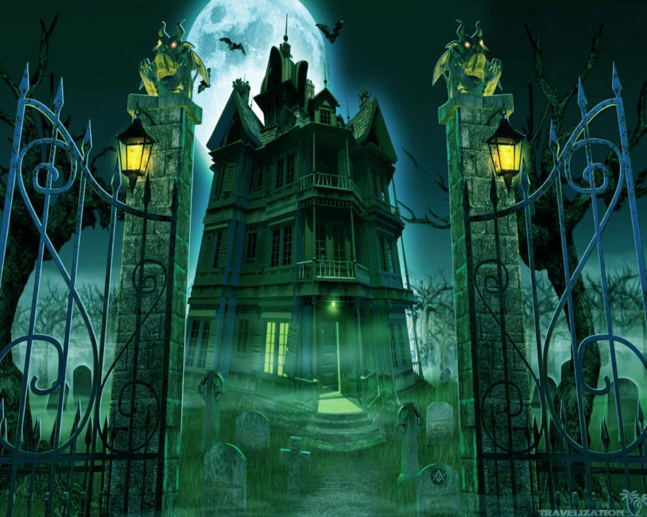 Хэллоуин кладбище и дом