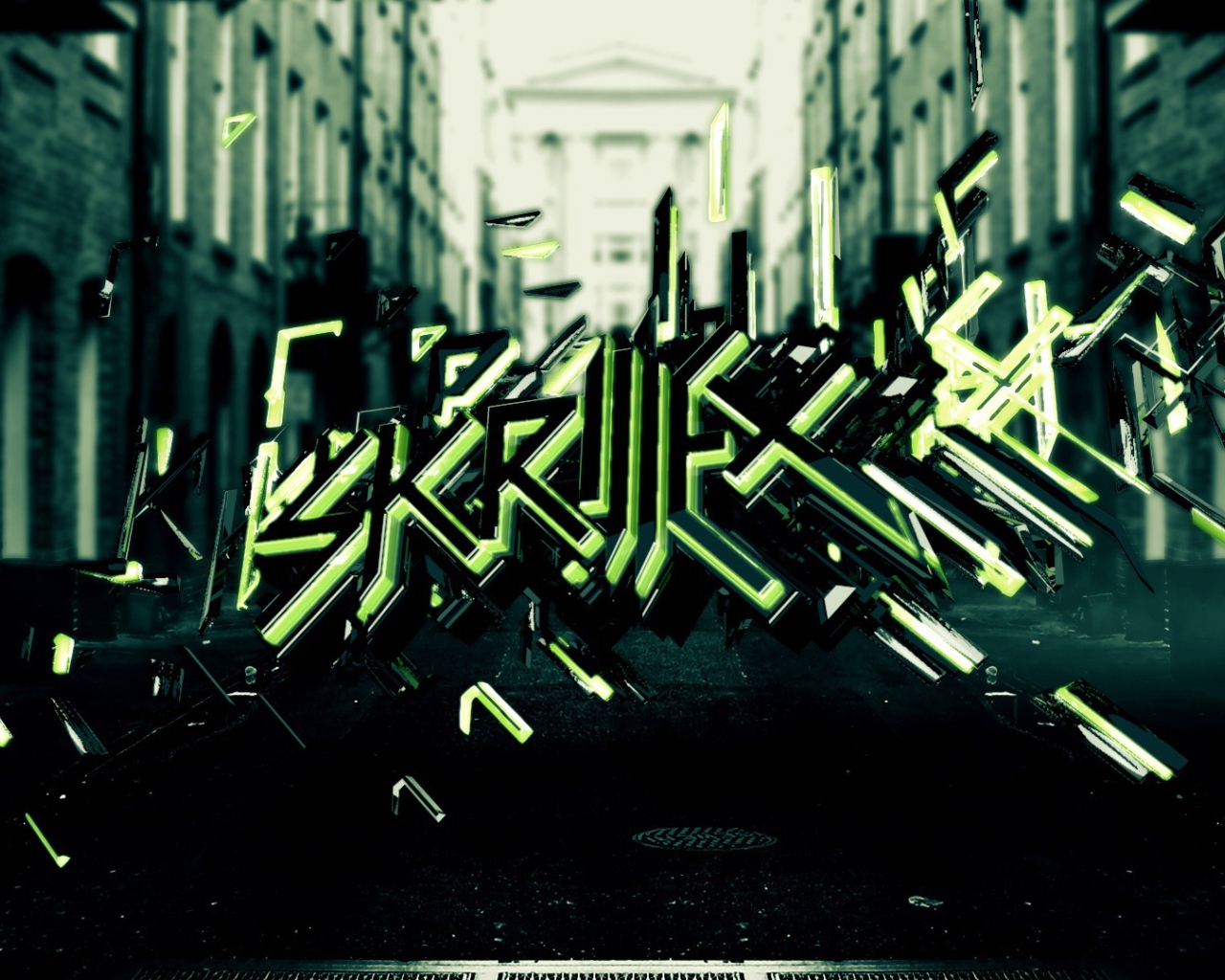 Skrillex зеленый граффити