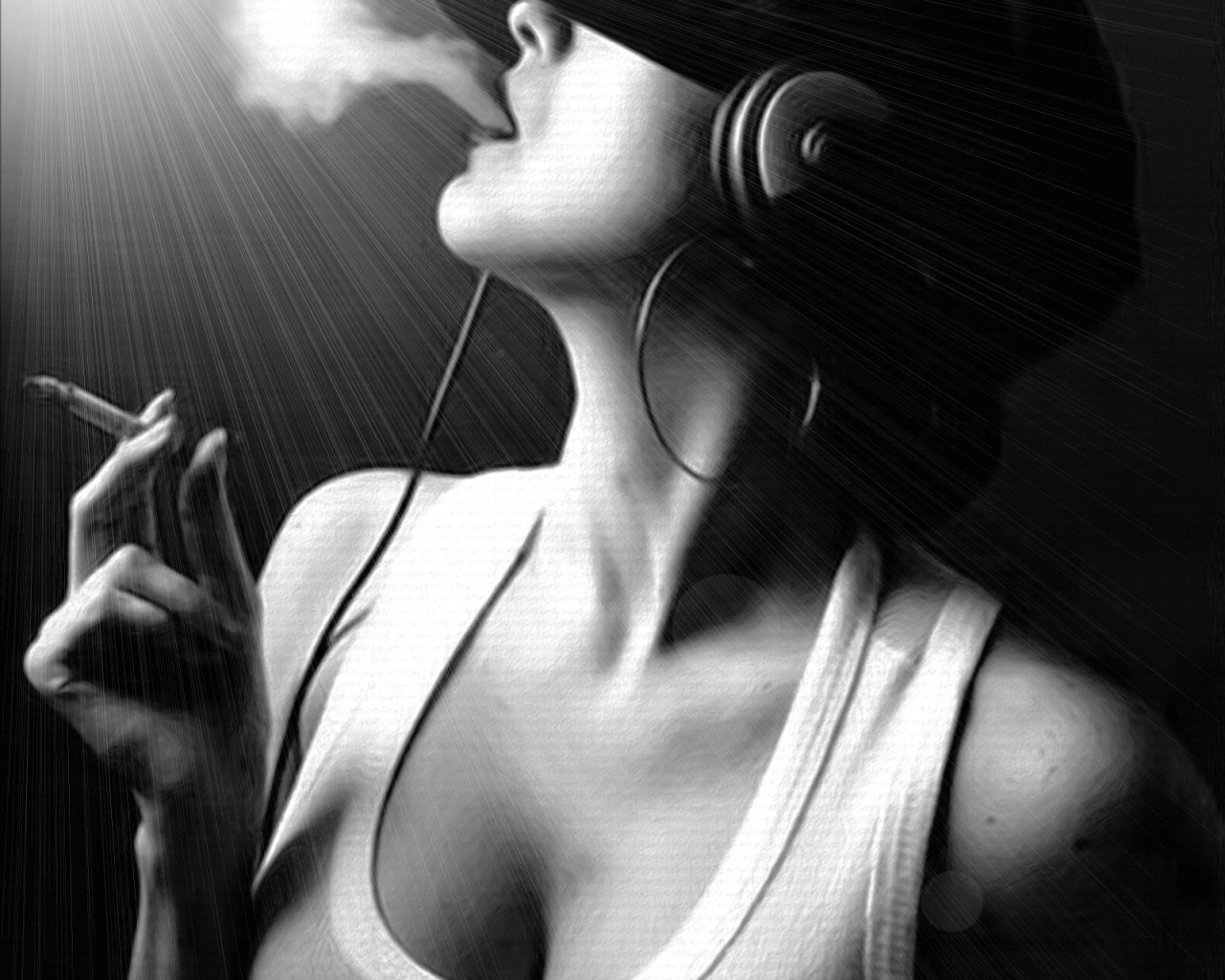 Слава с сигаретой слушает музыку