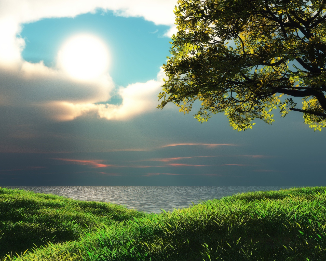 Солнце выглядывает через облака