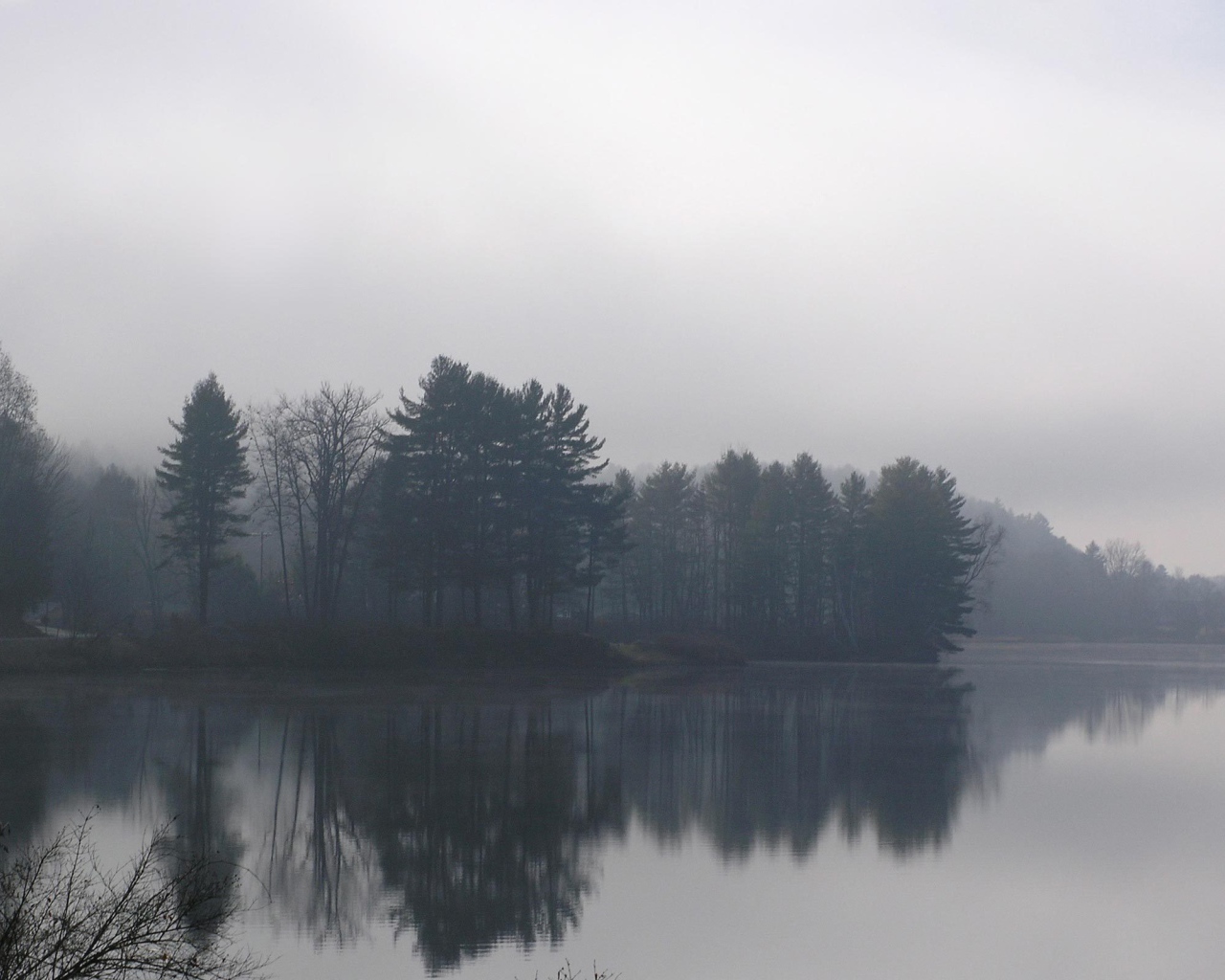 Озеро в туманное утро