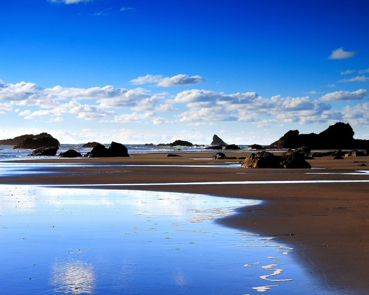 Песчаная отмель с камнями