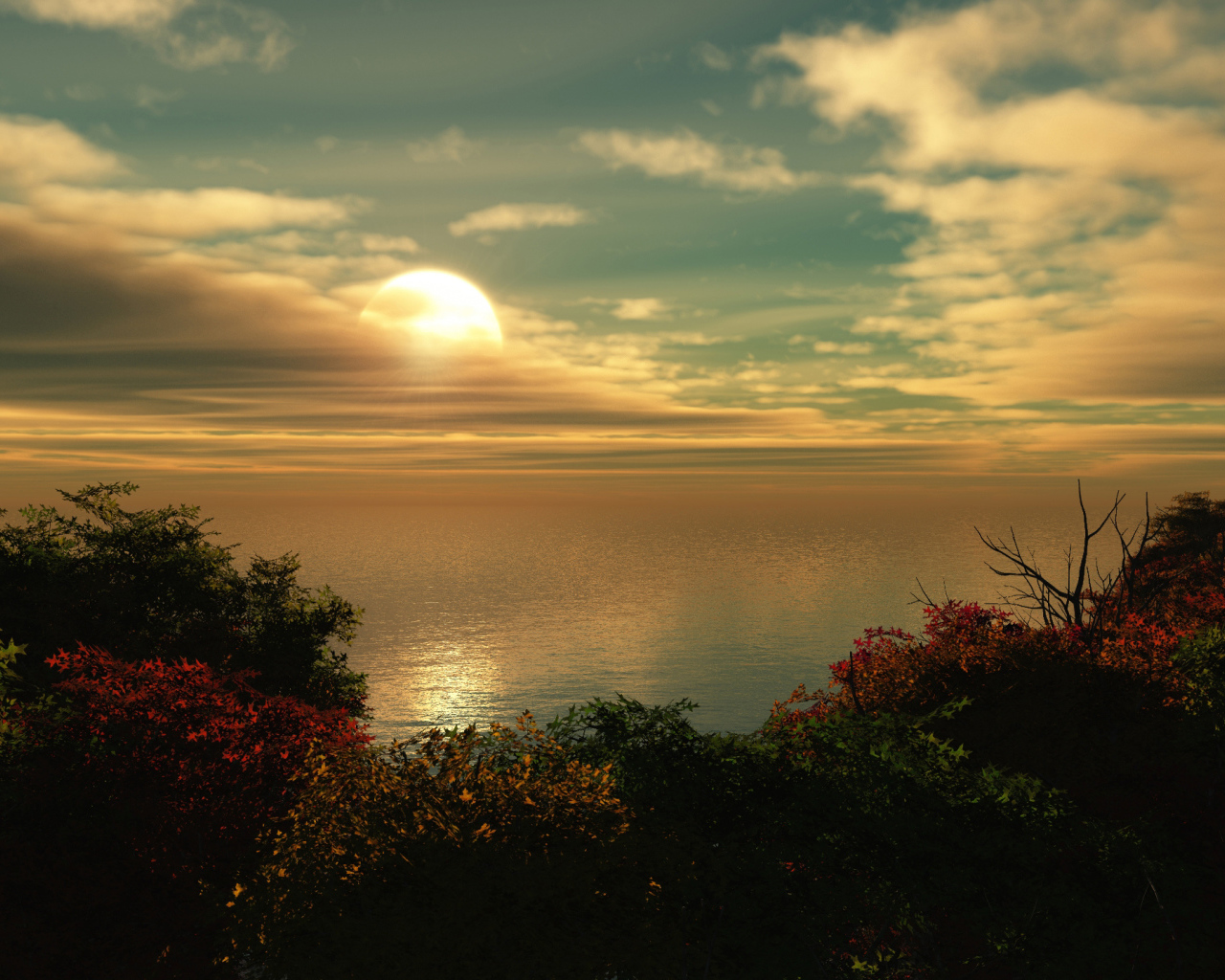 Солнце заходит за тучу