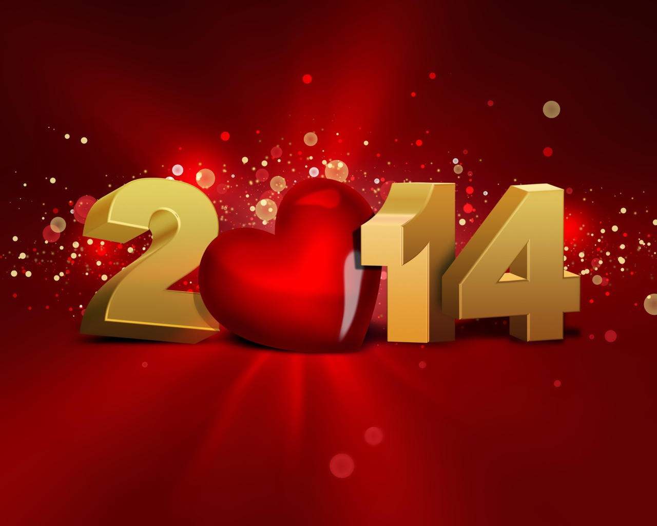 2014, красный фон и сердце