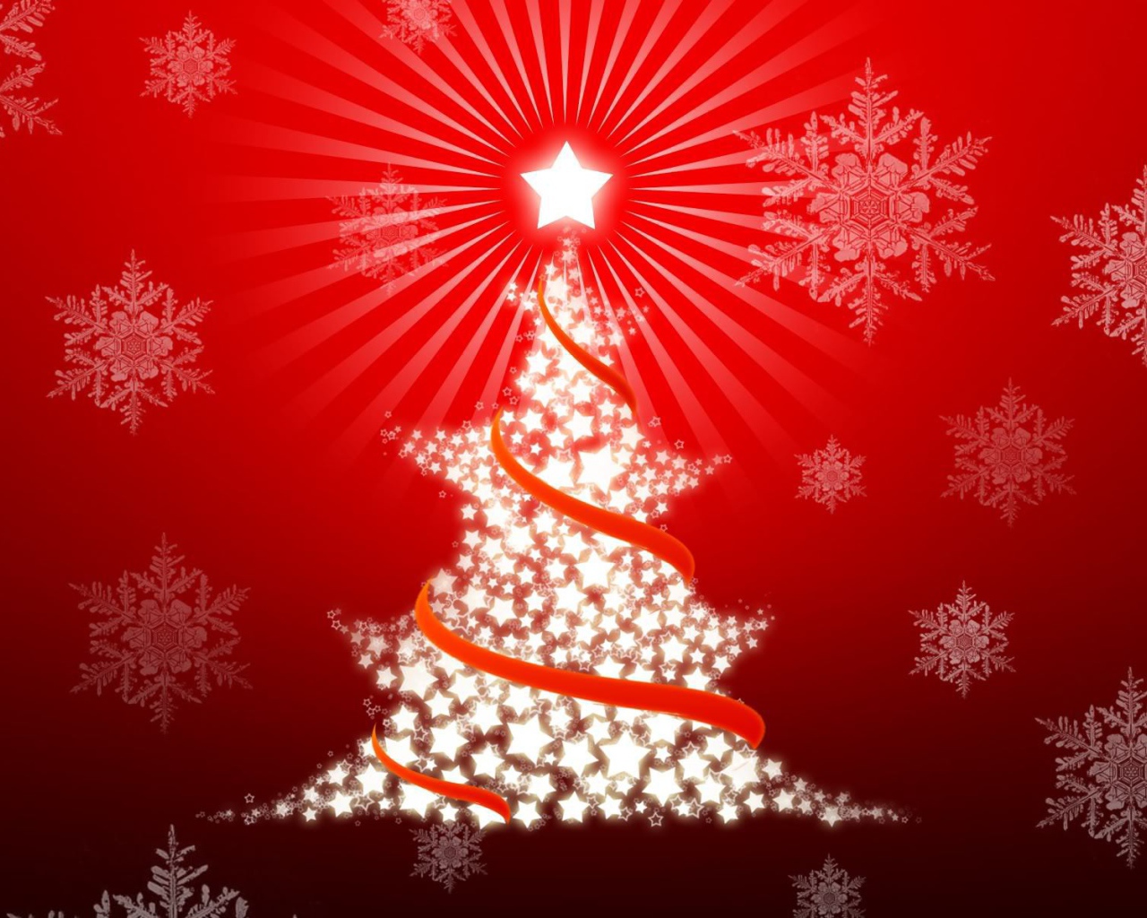 Новогодняя ёлка на красном фоне