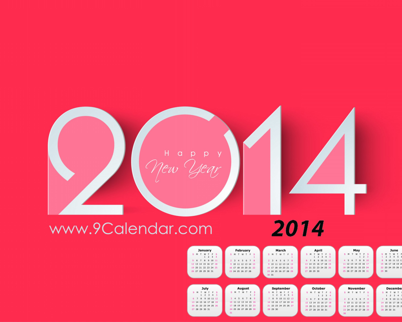Счастливого Нового Года 2014, календарь