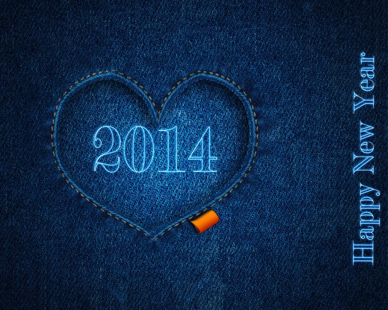 Счастливого Нового Года 2014, яркий синий фон