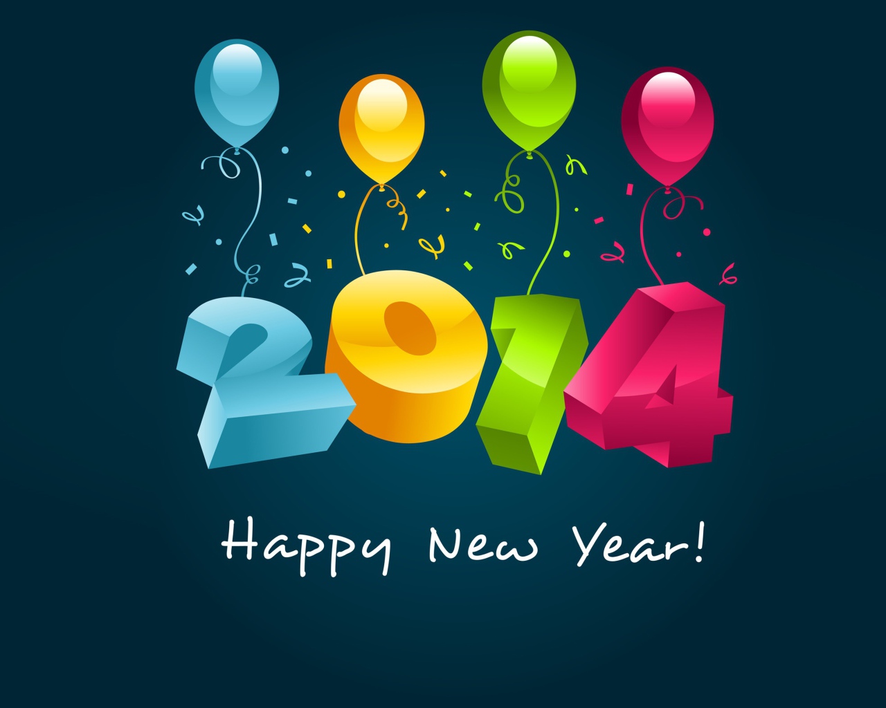 Счастливого Нового Года 2014 и разноцветные шары