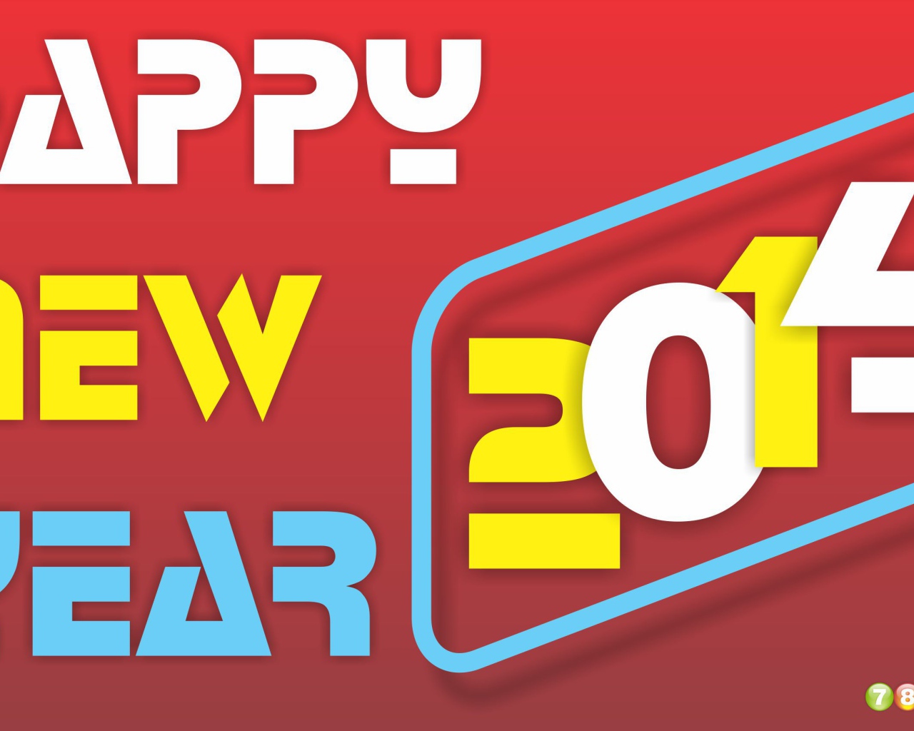 Счастливого Нового Года 2014, разноцветная картинка