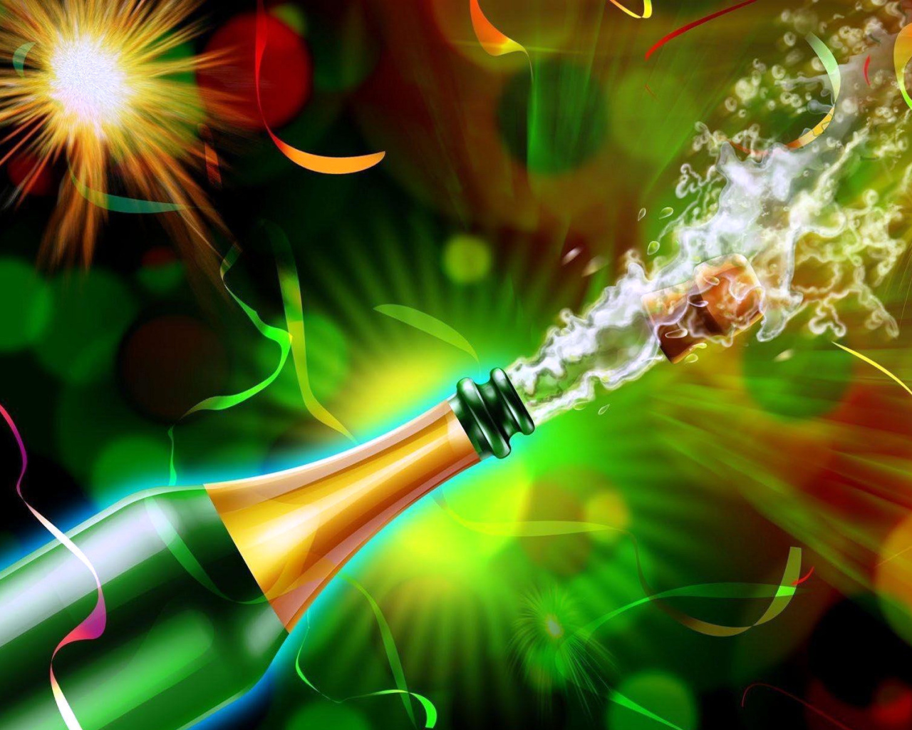 Счастливого Нового Года, открытие шампанского