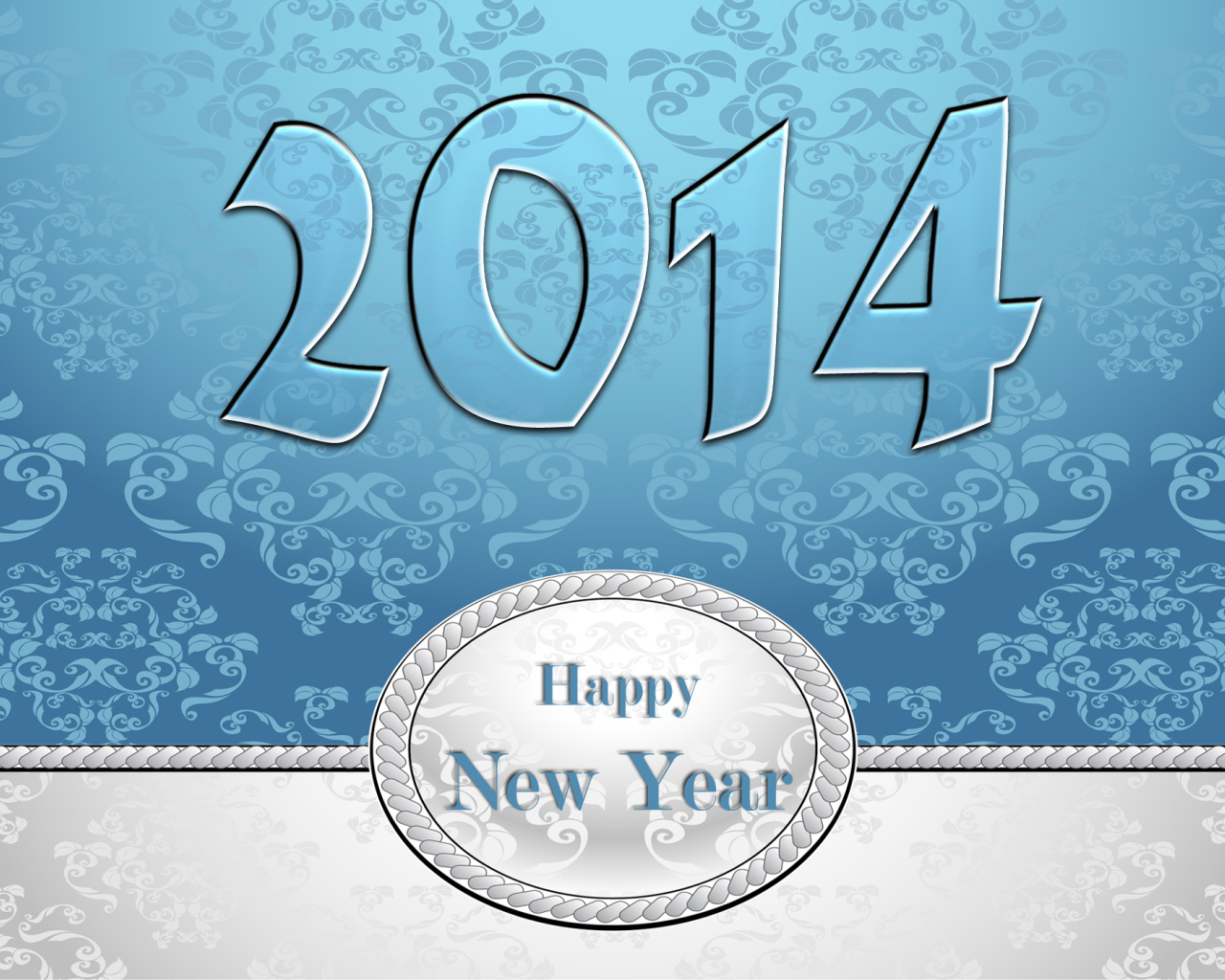 Счастливого нового года 2014, голубой и белый цвет