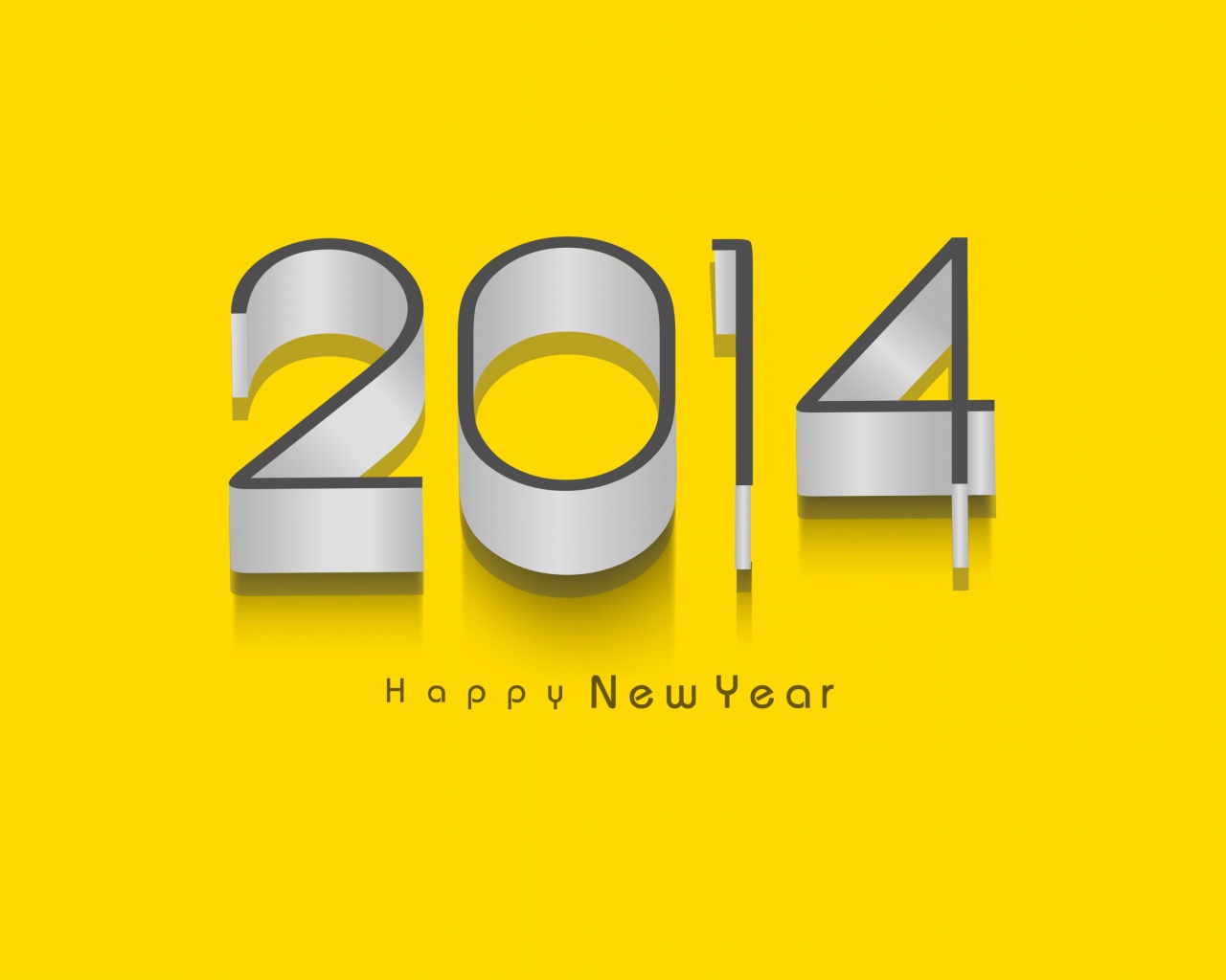 Счастливого нового 2014 года, жёлтый фон