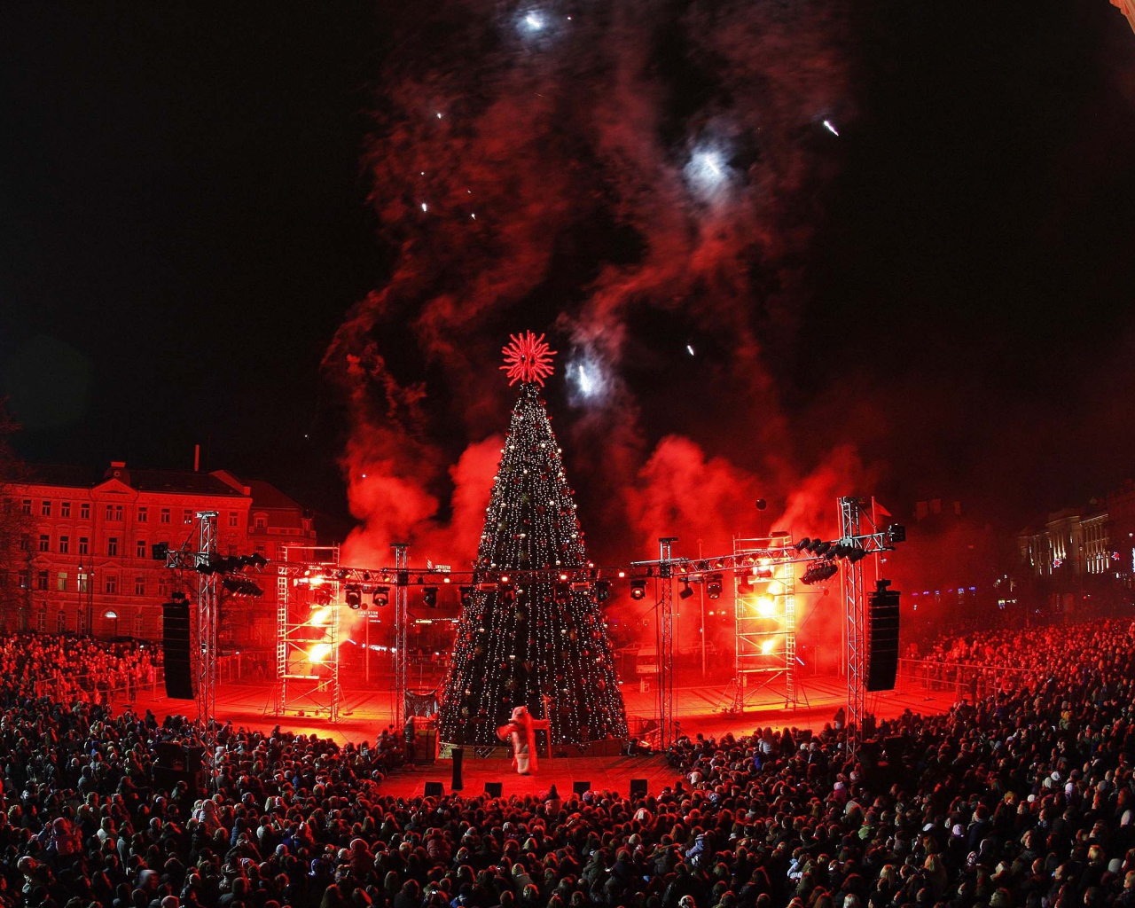 Зажжение новогодней елки в Вильнюсе 2014