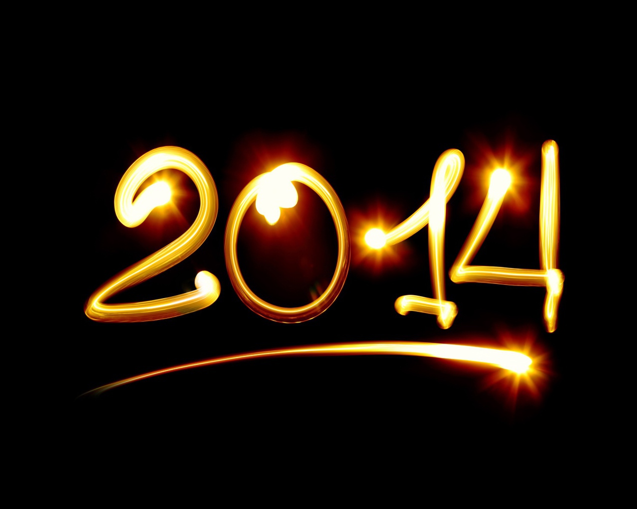 Новый Год 2014 цифры на черном фоне