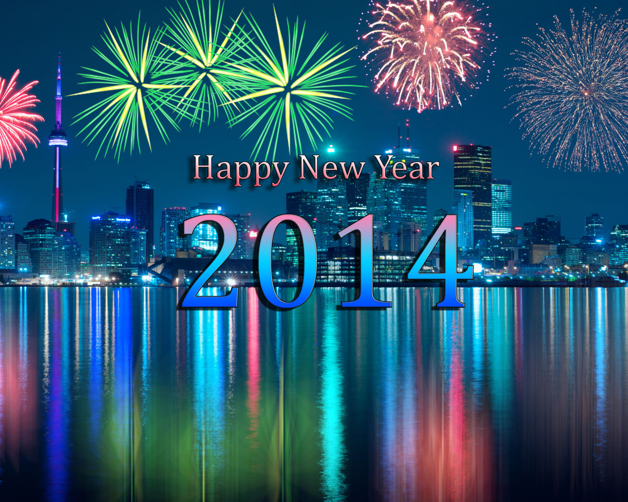 Новый год 2014 на фоне фейерверка