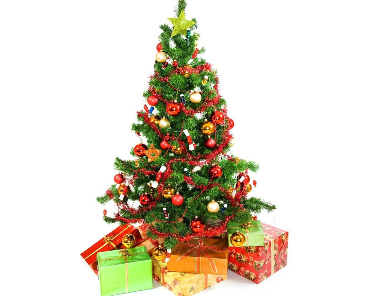 Новогодняя елка в ярком фоне