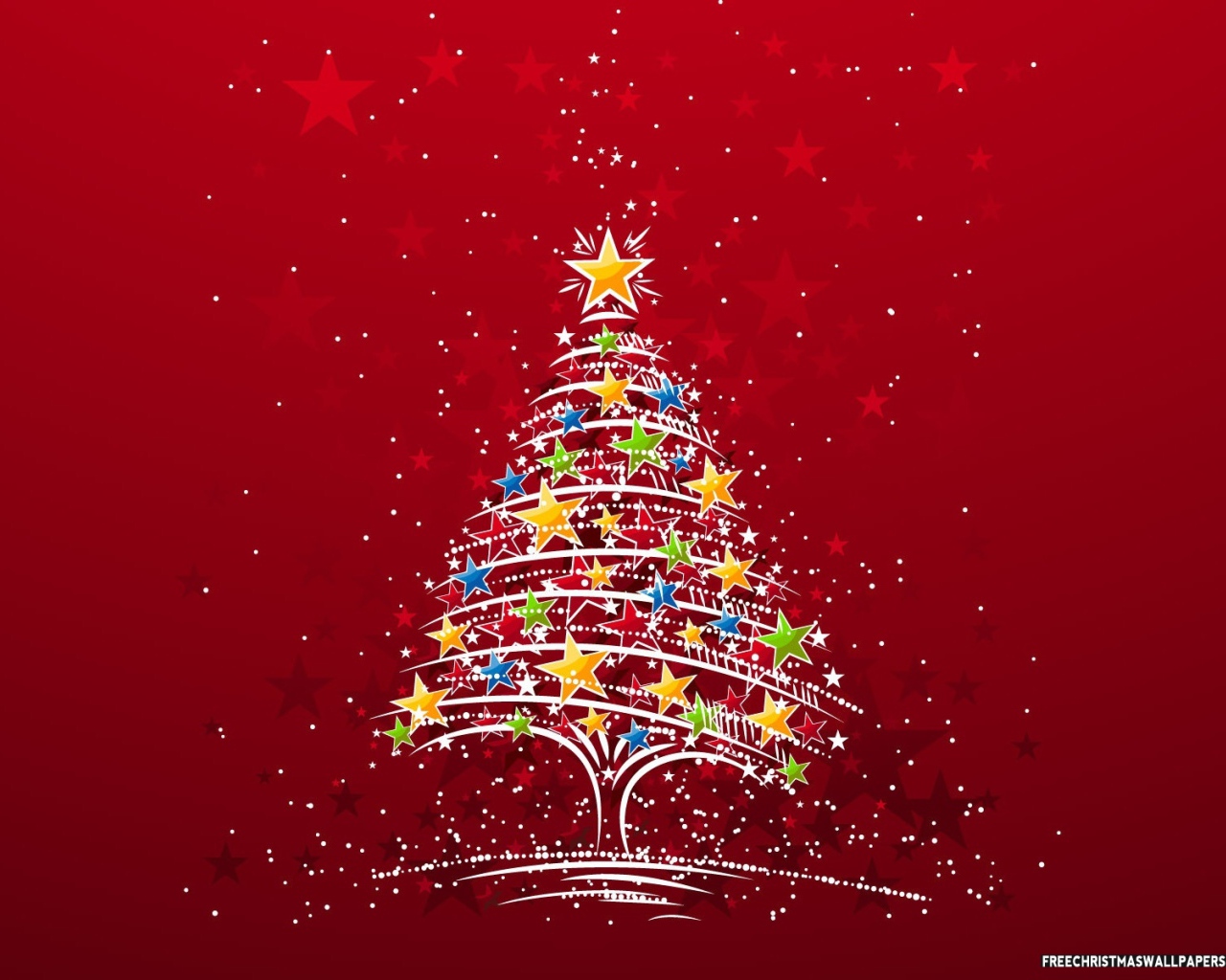 Новогодняя елка на красном фоне 2014