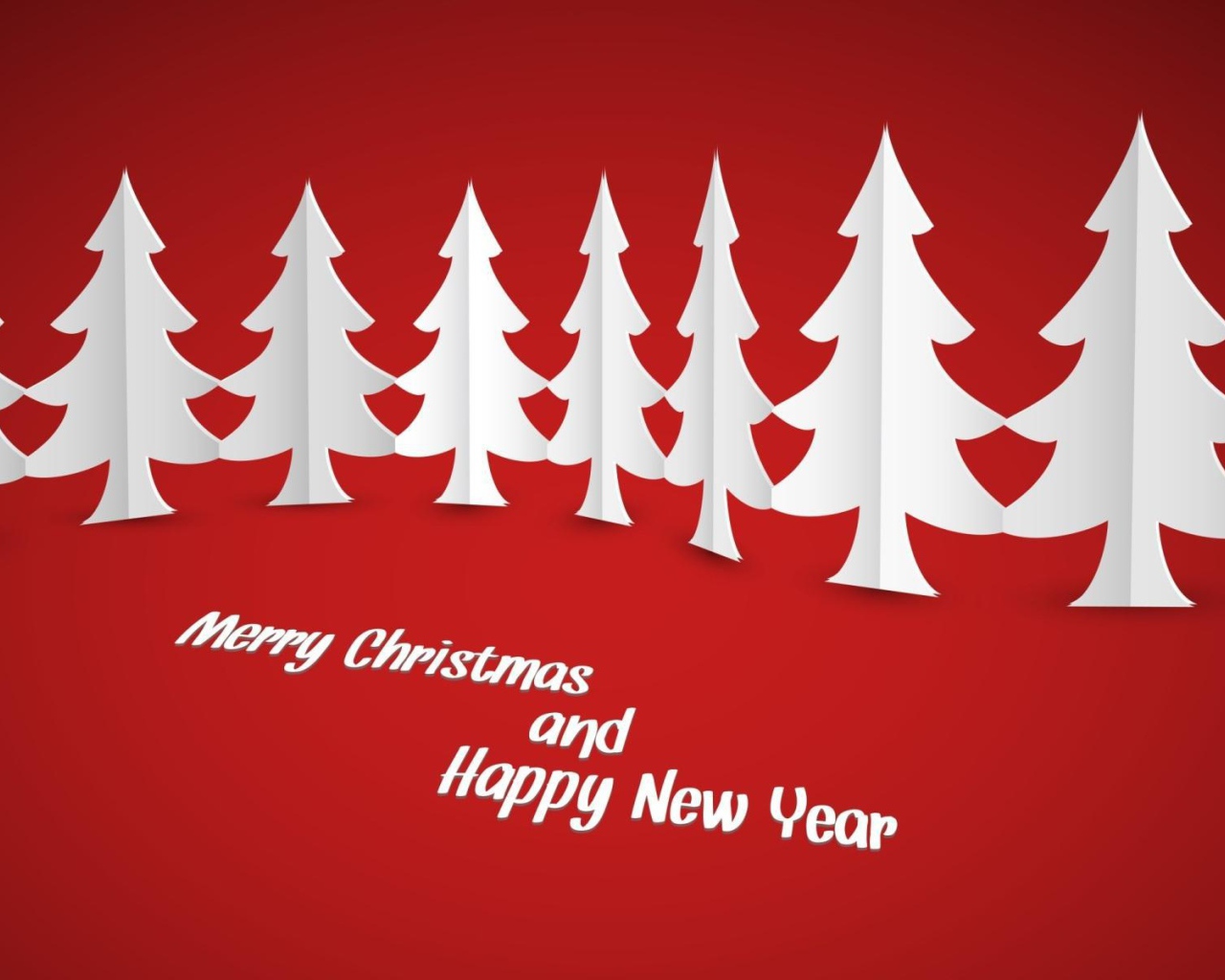 Белые ёлки на красном фоне