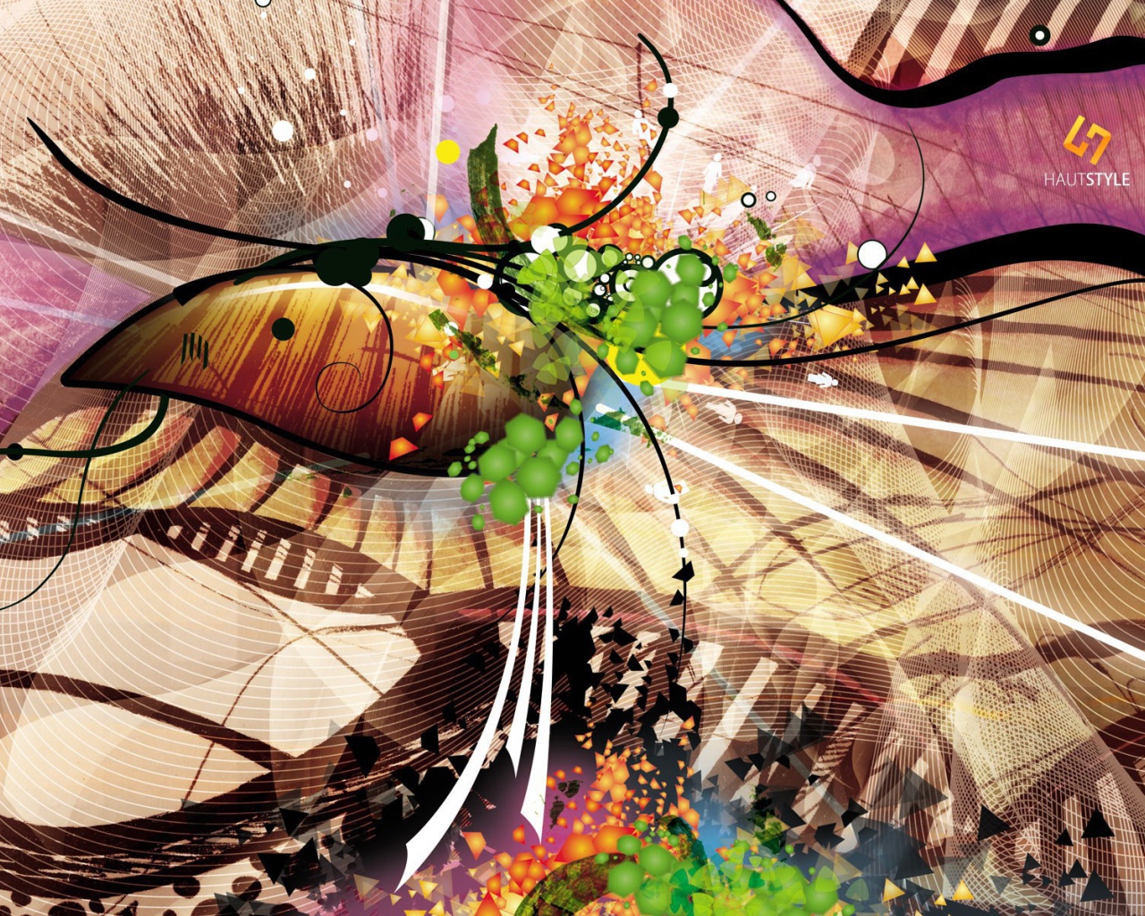 Абстрактное многоцветие с черными линиями