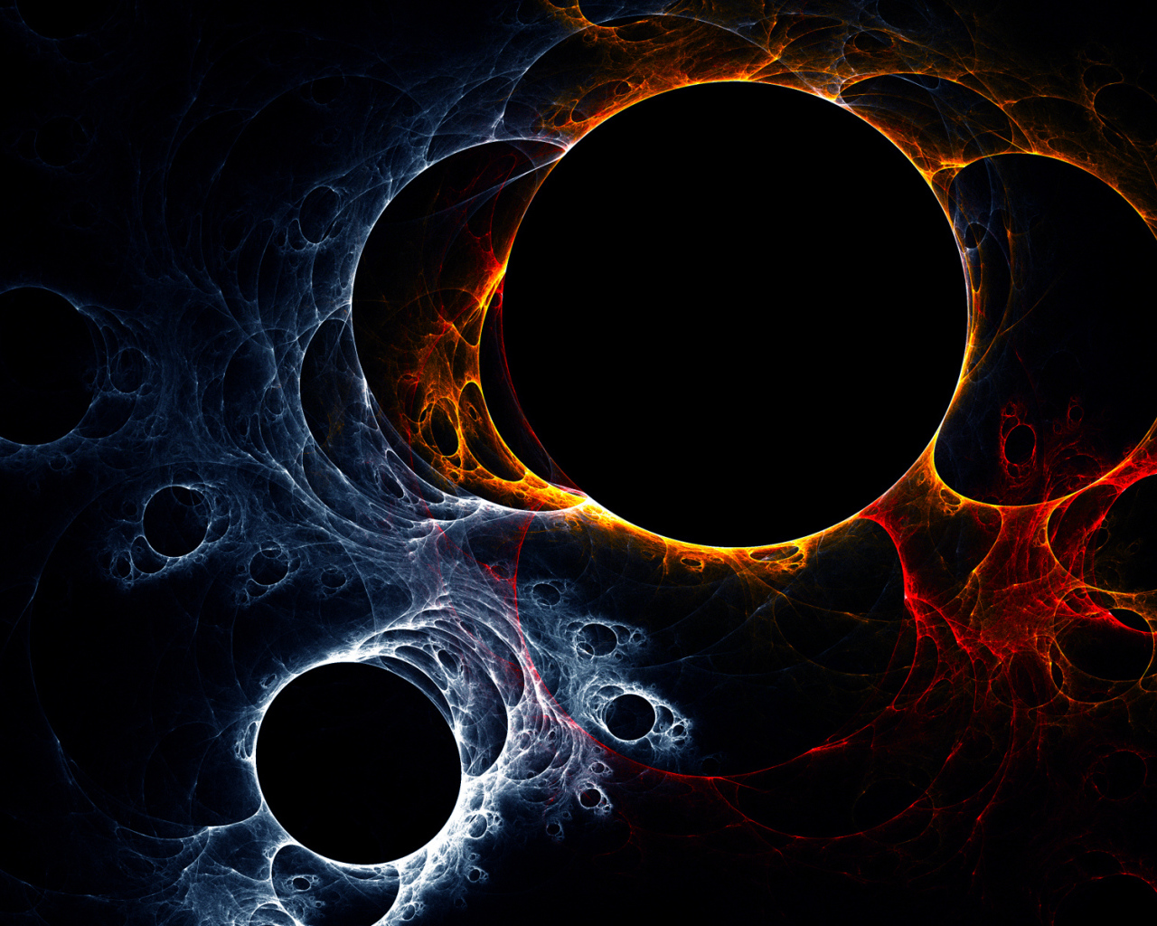 Черные круги с огнем